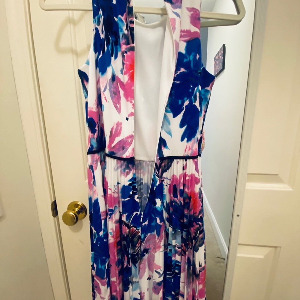 Mint condition. Floral party dress with pleated skirt. Back zip.